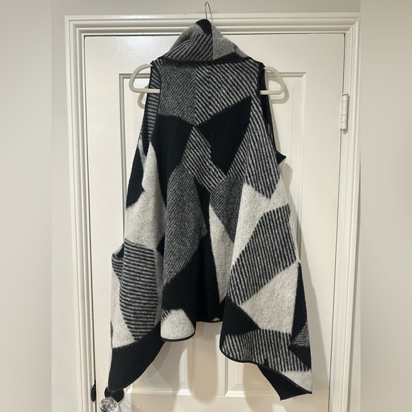 Cejon plaid wool blend sweater vest shawl wrap geometric - Picture 10 of 12